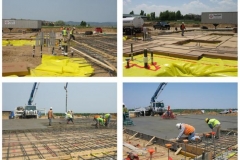 Construction Workers Framing the Building and Pouring Concrete