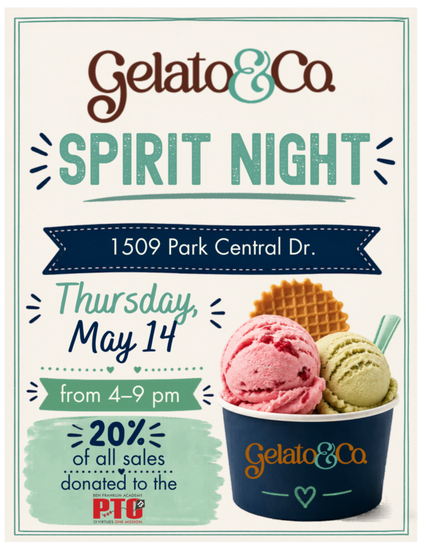 Gelato & Co Spirit Night Flyer